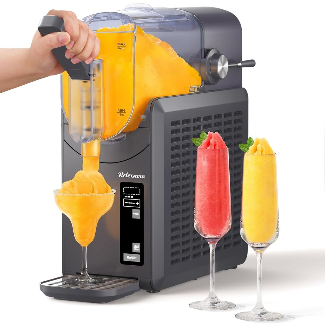 RELEXNOW Slushie Machine, 88 oz Slushy Machine for Home, Professional Frozen Drink Maker with Self-Cleaning, 6 Preset Programs for Margaritas, Frappés, Milk Shake and More