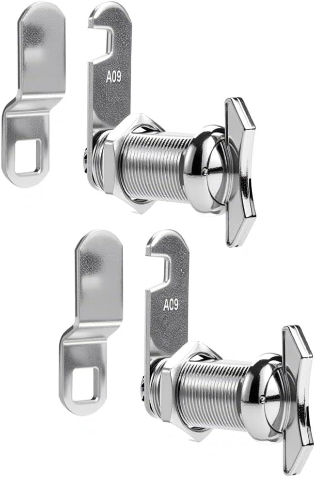 1-1/8" Thumb Operated Offset Cam Lock, RV Compartment Latch, Non-Locking Thumb Turn, for RV Compartment Camper Storage Door (2 Pack)