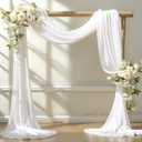 Wedding Arch Draping Fabric, 2 Panels 18FT White Sheer Backdrop Curtain Chiffon Fabric Drapery Voile Scarf Draping Panels for Wedding Archway Ceremony Curtain Valance Party Decoration