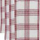 Set of 4, 100% Cotton Waffle Weave Kitchen Dish Towels with Hanging Loop Super Soft, Highly Absorbent Size: 15 x 25 inch - Red