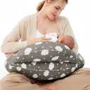 Momcozy Nursing Pillow for Breastfeeding, Original Plus Size Breastfeeding Pillows for More Support for Mom and Baby, with Adjustable Waist Strap and Removable Cotton Cover, Grey