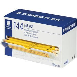 STAEDTLER Yellow School Pencils (144-Pack), Pre-Sharpened #2 HB with Erasers, Ready-to-Use School Supplies for Students and Teachers