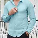 Lion Nardo Slim Fit Dress Shirts for Men Stretch Muscle Fit Long Sleeve Dress Shirts Wrinkle Free Formal Button Down Shirts (Small, Light Grey Blue)