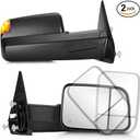 Youxmoto Towing Mirrors for Dodge Ram 1500 2002-2008, Ram 2500 3500 2003 2004 2005 2006 2007 2008 2009, Heated; Turn Signal Light; Manual Folding & Flip Up Tow Mirrors