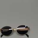 livho Retro Polarized Sunglasses - UV400 Protection, Oval Shape, Metal Frames - Matching Soft Case Inlcuded