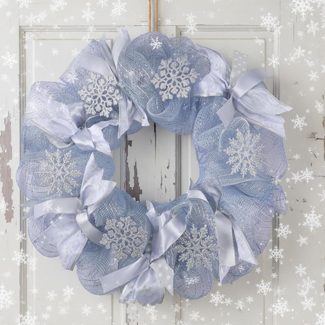 Hoteam Mardi Gras Wreath for Front Door Purple Green Gold Carnival Wreath Glitter Mardi Gras Festival Decoration with Venetian Mask for Indoor Outdoor Holiday Party Favors(Snowflakes,16 Inch)