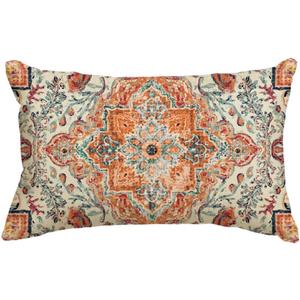 AVOIN colorlife Boho Throw Pillow Cover, 12 x 20 Inch Bohemia Ethnic Style Carpet Pattern Cushion Case for Sofa Couch (Orange)
