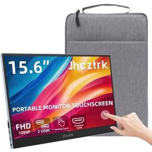Touchscreen Portable Monitor 15.6 inch 1080P Ultra Slim and Lightweight Bezel Less FHD IPS HDR Gaming Monitor with Built-in Speakers and VESA for Laptop Mac PC PS4/5 Switch