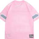 SOLY HUX Men's Graphic Jersey T-Shirts V Neck Racing Print Casual Tees Streetwear Summer Top Tshirt (Pink, S)