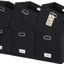 DECOMOMO Black Storage Bins, 11 inch Cube Storage Bin with Labels, Felt Baskets (Cube 11" / 6pcs, Black)
