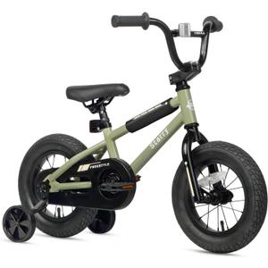 12 14 16 18 Inch Kids Bike BMX Style Bicycle with Training Wheels Coaster Brake for 1-10 Years Old Toddlers Boys Girls Multiple Colors (Army Green)
