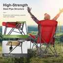 LET'S CAMP Oversized 29.52" High Back Camping Chairs Heavy Duty Lawn Chair Support 500LBS, Collapsible Chair with Cup Holder, Side Pocket,2 Pack(Red)