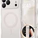 CAPRARO Magnetic for iPhone 17 Pro Case for Women Girls, Upgraded [Full Camera Protection] [Compatible with MagSafe] Cute Wave Translucent Matte Phone Case for iPhone 17 Pro, Stone