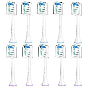 10 Pack Replacement Brush Heads,Compatible with Philips Sonicare Replacement Heads Electric Toothbrush HX6250,HX6530,HX6730,HX6930 and Compatible with Sonicare Snap-on Toothbrush Handles