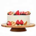 12" Acacia Wood Revolving Cake Stand, 2" High Rotating Cake Turntable, Wooden Rotating Display Stand for Cake, Cupcake Decorating Supplies