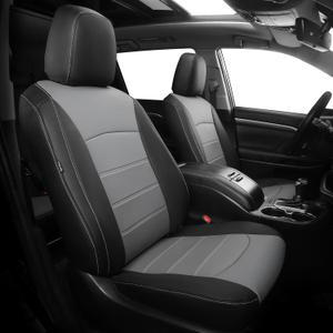 Seat Covers for Toyota Highlander 2014-2019 8 Seater Full Set Faux Leather Custom Car Seat Cover Protector Accessories - 3-Row Second Row 40/60 Split Bench - Black Grey