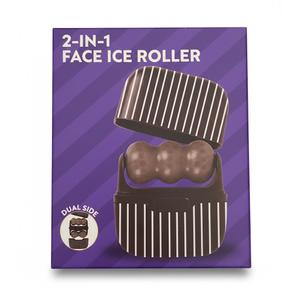 Ice Roller for Face and Eyes - Facial Skin Care Tools with 2 in 1 Face Roller and Travel Case, Self Care Gift for Men Women (Brown/White)