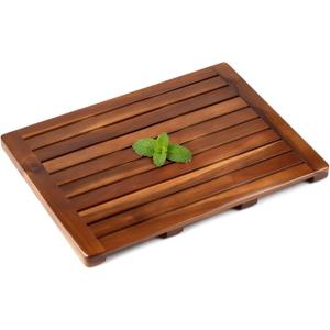 Teak Shower Mat, 24 x 18 inch Wood Bath Mat for Inside Shower, Wooden Shower Floor Teak Wood Mat for Bathroom Spa & Outdoor Use - SM-001V