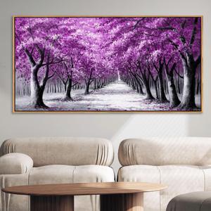 Purple Wall Art for Living Room Forest Pictures for Bedroom Wall Decor Landscape Large Prints Framed Nature Canvas Paintings Artwork for Walls Contemporary Home Decoration 2448Inch (24L" x 48W")