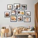 upsimples 12x12 Picture Frame, Display Pictures 8x8 with Mat or 12x12 Without Mat, Wall Hanging Photo Frame, Black, 1 Pack