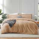 Hearth & Harbor Mocha Brown Duvet Cover Twin Size - 2 Piece Soft Double Brushed Bedding Set - Includes 1 Twin Duvet Cover with Button Closure 68x90 inches and 2 Pillow Shams