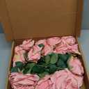 Serwalin 20PCS Artificial Roses, 4'' Big Flower Head, Dusty Pink Velvet Long Stem Roses, Silk Fake Roses Bouquet for Wedding Home Decor and Table Centerpiece