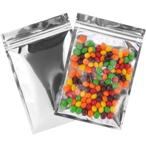 Resealable Mylar Bags | 100 Pcs 5 X 7 Inch | Smell Proof Bag Heat Seal Cute Packaging Foil Food Sealable Small Front Clear Plastic Silver for Storage Candy Beef Jerky Jewerly Product