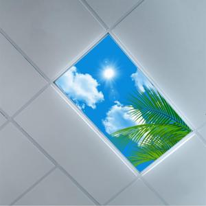 Flu0rescent Light Cover Decorative Ceiling Light Filters, Tree Leaves Sky Clouds Pattern, for Classroom Office Hospitals Home Ceiling Decorative,2ft x 4ft,Green