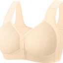 Daisy Lace Bras for Women Front Closure No Underwire Comfort Senior Wireless Snap Closing Bra Z Skin 44B