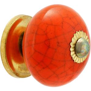 Dresser Knobs - Countryside Boho Handmade Ceramic Drawer Pulls Kitchen Cabinets Cupboard Wardrobe Handle Furniture Hardware - Orange - Pack of 4