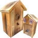 2-Pack Transparent Window Bird House with Suction Cups - Outdoor See-Through Wooden Design Birdhouse for Easy Bird Watching for Kids & Adults (Brown)