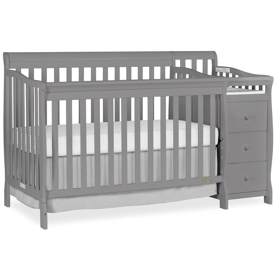 Dream On Me 5 in 1 Brody Convertible Crib with Changer (Steel Grey)