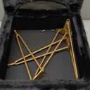 GREENSTELL Small Vanity Stool Chair with Storage and Folding Back, 13.4" x 15" x 30" Square Faux Fur Soft Ottoman, 4 Metal Legs with Anti-Slip Feet, Furry Padded Seat for Makeup, Bedroom, Black