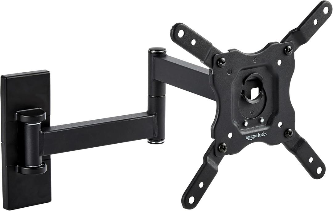 Amazon Basics Full Motion TV Wall Mount fits 12" to 40" TVs and VESA 200x200, Black