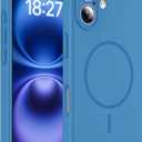 Magnetic for iPhone 16 Case, Compatible with MagSafe, Full Camera Protection, Military-Grade Protection 3.0mm Thicken Silicone Phone Cover for 16 6.1", Lake Blue
