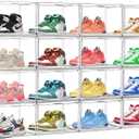 Size 12 Acrylic Shoe Boxes,12 Pack Shoe Display Cases Clear Plastic Stackable Shoe Container Hat Sneaker Storage Bins, Fit Up to US Men's/Women's Size 12 Shoes