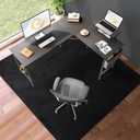 Office Chair Mat, 75" x 60" Large Chair Mat for Hard Floors, Flannel Fabric Area Rug for Hard Surface, Floor Protector Under Desk Mat for Home Office (Black) (Black (Stitched Edge))