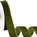 VATIN Olive Velvet Ribbon 1" Green Premium Plush Velvet Woven Edge Velvet Ribbon for Christmas Tree,Gift Wrapping,Flower Bouquet,Wreath Decorations,Bow Making- 10 Yards