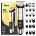 Ufree 3-in-1 Beard Trimmer Kit, Men's Electric Shaver Razor for Mustache Body Nose Facial Hair, Professional Hair Trimmer, Rechargeable Clippers, Waterproof Beard Grooming, Birthday Gifts for Men