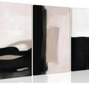 AKWISH Abstract Canvas Wall Art Set of 3, Modern Beige Black and White Wall Decor, Neutral Abstract Artwork Poster Prints Painting for Living Room, Bedroom, Dining Room, Framed 16x24 In