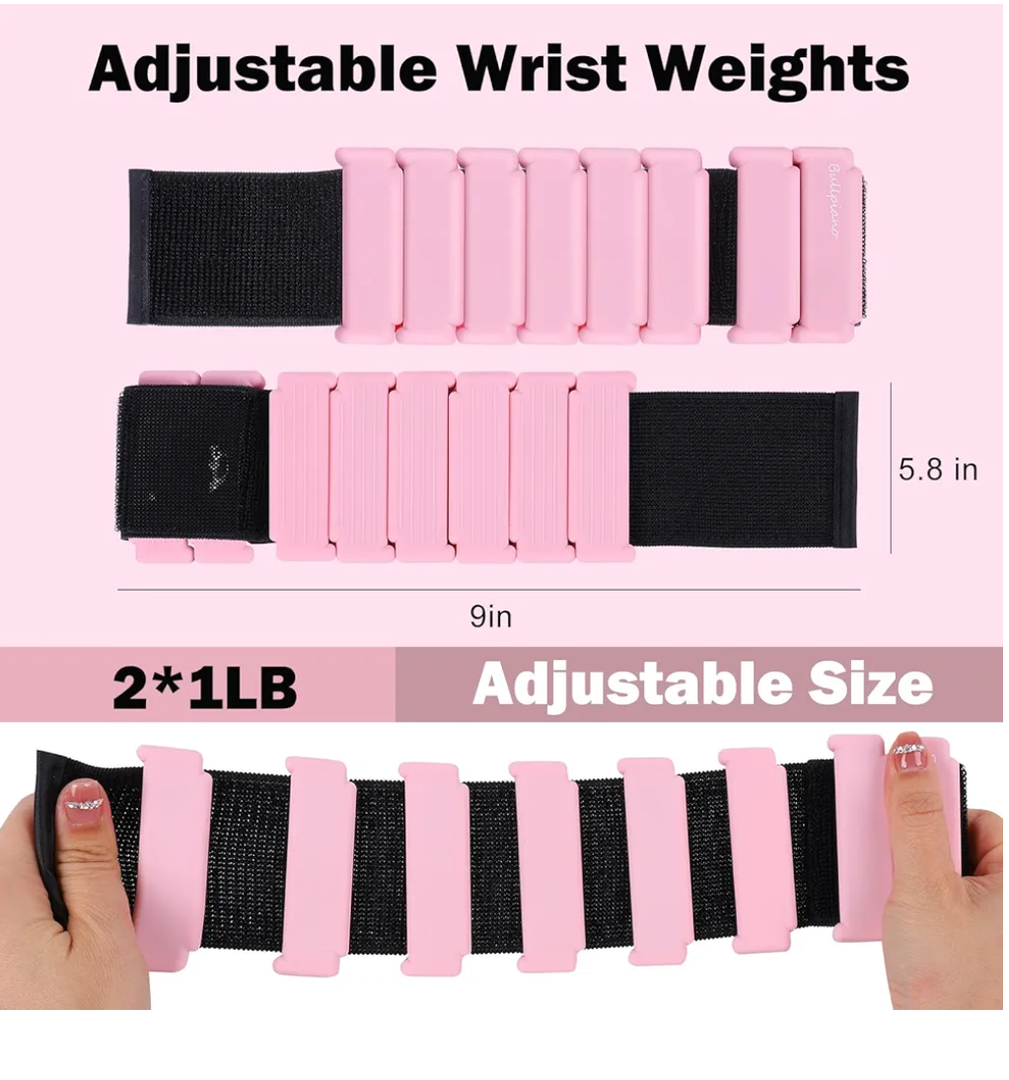 Bullpiano Ankle and Wrist Weights for Women and Man Set of 2(1Lbs Each), Arm and Leg Weights Adjustable Silicone Weighted Bracelet wrist weights for Walking, Gym, pool exercise, Yoga, Dance