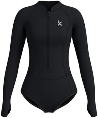 KMT Wetsuit for Women, Womens Long Sleeve Shorty Wet Suits 2mm Front Zipper Springsuit Surfing Surf-wear Diving Swimming Scuba One Piece 8