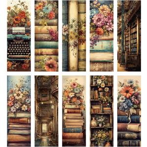 100 Pcs Vintage Book Bulk Bookmark, Retro Floral Books Aesthetic Bulk Paper Bookmarks for Reading Lovers, Cottagecore Paper Bookmark Gift for Kids Girls Teachers Students