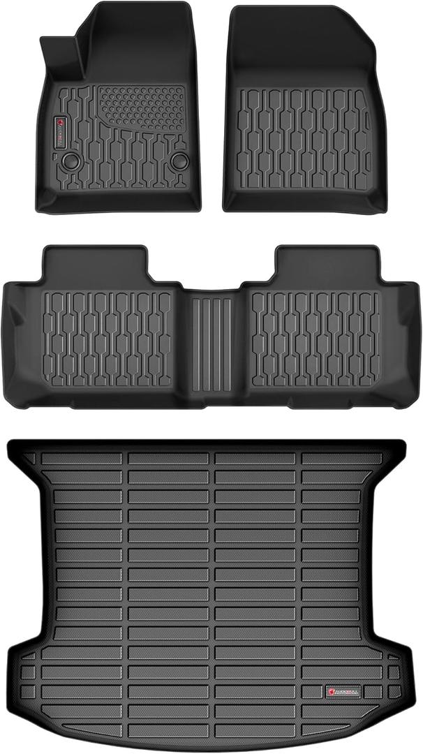 Floor Mats & Cargo Liner Compatible with 2017-2024 Cadillac XT5 Cargo Mat, Full Set All Weather Protection 1st, 2nd Row Car Liners & Trunk Mat, Black