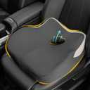 Car Seat Cushion: Ergonomic Memory Foam Car Cushion for Sciatica Pain Relief, Larger Driving Seat Pillow for Short Drivers on Long Drives - Butt Pillow for Truck, Office, Wheelchair - Gray