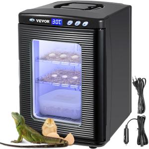 Happybuy Black Reptile Incubator 25L Scientific Lab Incubator Digital Incubator Cooling and Heating 5-42C Reptile Egg Incubator 12V/110V Work for Small Reptiles