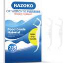 RAZOKO Orthodontic Flossers for Braces, Ortho Dental Floss Picks, Braces Flossers for Kids Teeth & Adults, Unflavored, 75 Count (Pack of 3)