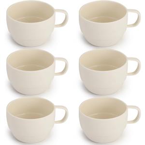 Coffee Mugs Set of 6, Coffee Cups 12oz, Durable Light Weight Plastic Mugs for Home, Outdoor, Picnic, Camping, Idea Birthday Gift (4. White)