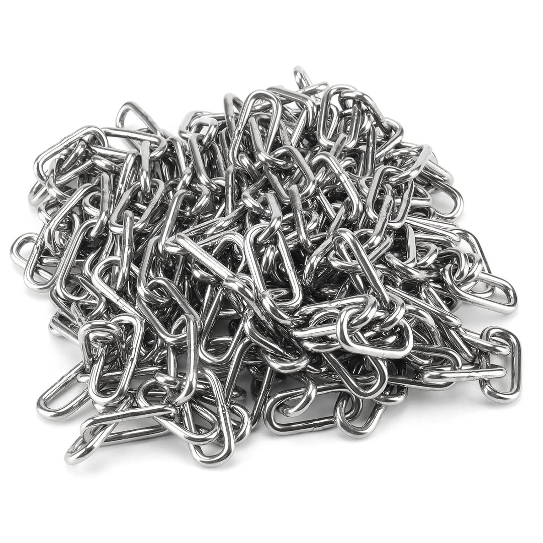 20 Feet x 5/32 Inch Stainless Steel Chain Link, Heavy Duty Chain Links, Rust Proof Coil Chain Metal Utility Chain for Clothesline, Hanging Swing, Chain Hardware, 500 lbs Work Load