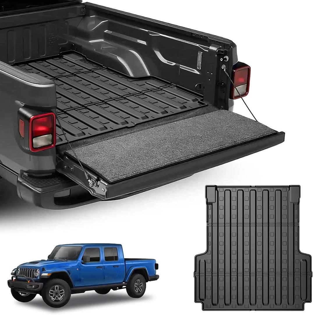 All Weather Truck Bed Mat Fit for 2020-2025 2026 Jeep Gladiator JT (5FT Bed) - Custom Fit TPE Heavy Duty Pickup Car Bed Cargo Mat for 2026 2025 2024 2023 2022 2021 2020 Gladiator Accessories